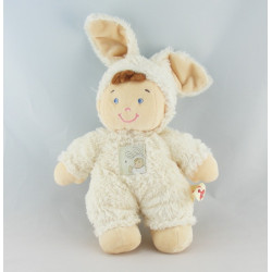Doudou garçon déguisé en lapin blanc NICOTOY