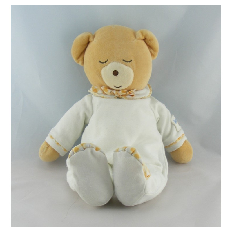 Doudou ours pyjama blanc coeur rose KALOO
