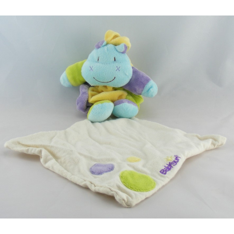 Doudou poisson violet vert bleu mouchoir BABY SUN