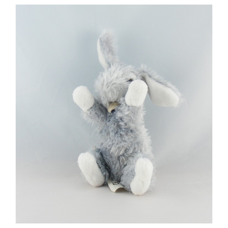 Doudou lapin blanc gris tout doux DOUDOU ET COMPAGNIE