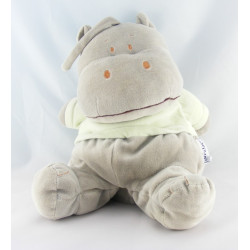 Doudou Hippopotame Gris vert écharpe orange Influx