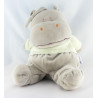 Doudou Hippopotame Gris vert écharpe orange Influx