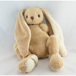 Doudou semi plat lapin beige marron éponge BUKOWSKI