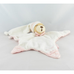 Doudou Plat Etoile Ours endormi blanc rose Kaloo lot de 2