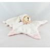 Doudou Plat Etoile Ours endormi blanc rose Kaloo lot de 2
