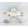 Doudou plat souris gris blanc rose fleur NICOTOY