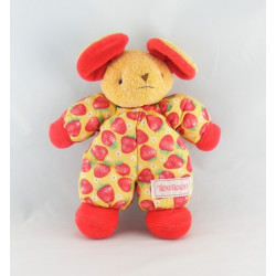 Doudou Ours habillé motifs fraises Nounours