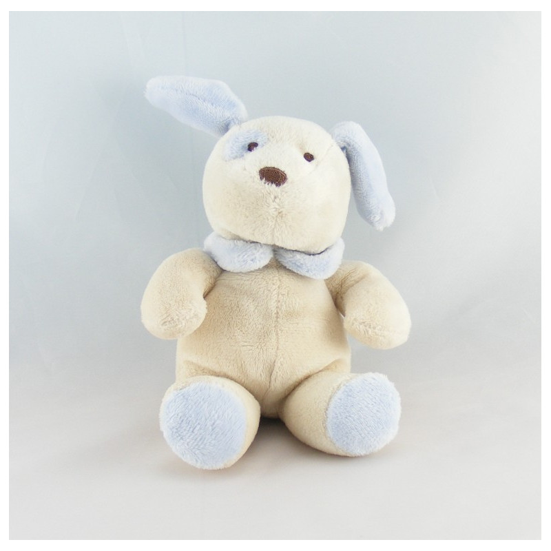 Doudou plat chien beige bleu BAMBIA