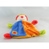 Doudou plat clown rouge orange bleu vert  BABY CLUB