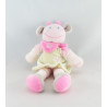Doudou plat vache rose robe verte NICOTOY