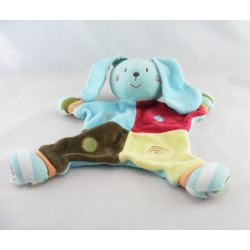 Doudou plat lapin blanc bleu SUCRE D'ORGE