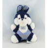 Doudou lapin blanc rayé bleu TARTINE ET CHOCOLAT