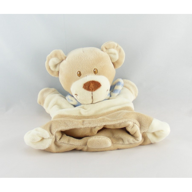 Doudou semi plat ours beige ecru POMMETTE