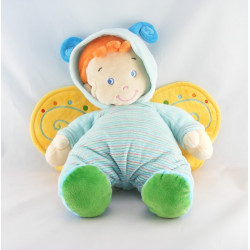 Doudou garçon déguisé en papillon vert bleu NICOTOY