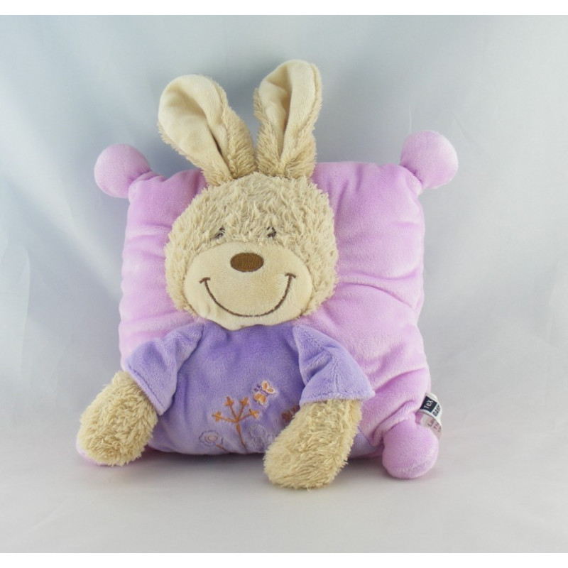 Doudou plat lapin rose mauve violet mouton TEX BABY