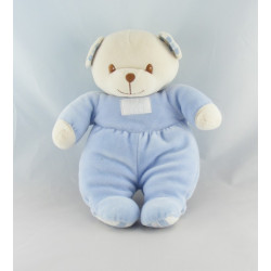Doudou Ours boule bleu noeud TARTINE ET CHOCOLAT