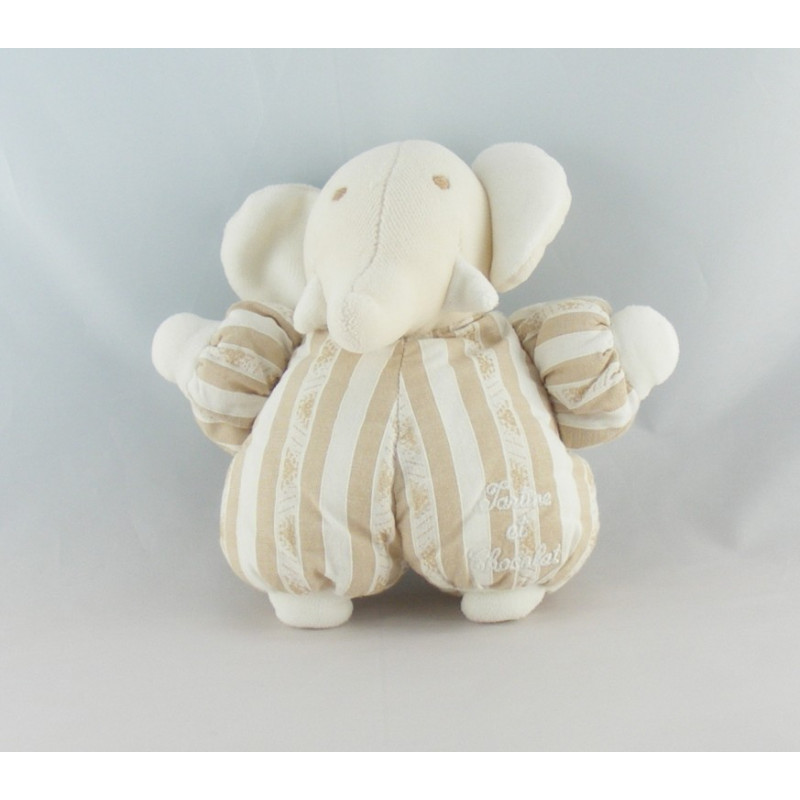 Doudou écureuil gilet rayé bleu poche TARTINE ET CHOCOLAT