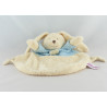 Doudou plat ours blanc créme pull bleu croix POMMETTE