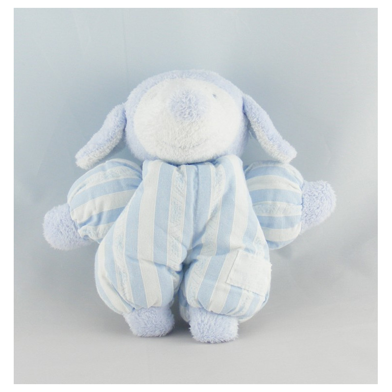 Doudou raton laveur blanc bleu rayé TARTINE ET CHOCOLAT