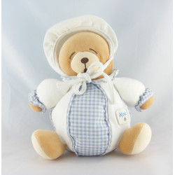 Doudou boule ours endormi blanc vichy bleu Kaloo