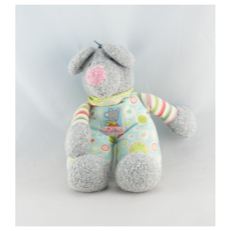 Doudou plat ours beige rayé bleu SIGIKID