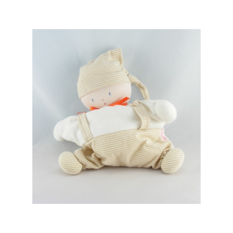 Doudou semi plat baby corolle lutin beige rayé Corolle