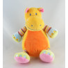 Doudou plat girafe orange jaune rayures NICOTOY