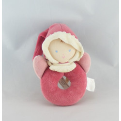 Doudou anneau hochet lutin poupée rose BABI COROLLE