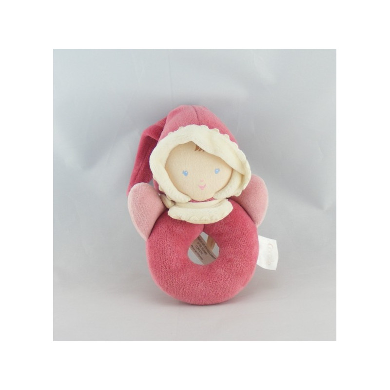 Doudou anneau hochet lutin poupée rose BABI COROLLE