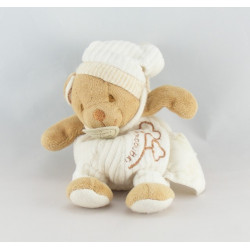 Doudou et compagnie bio ours blanc beige fleurs