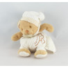 Doudou et compagnie bio ours blanc beige fleurs