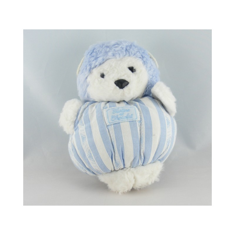 Doudou plat hérisson bleu rayé TARTINE ET CHOCOLAT 