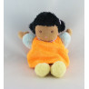 Doudou poupée fille métis robe bleu rose jaune NOUNOURS