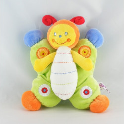 Doudou papillon multicolore avec hochet POMMETTE