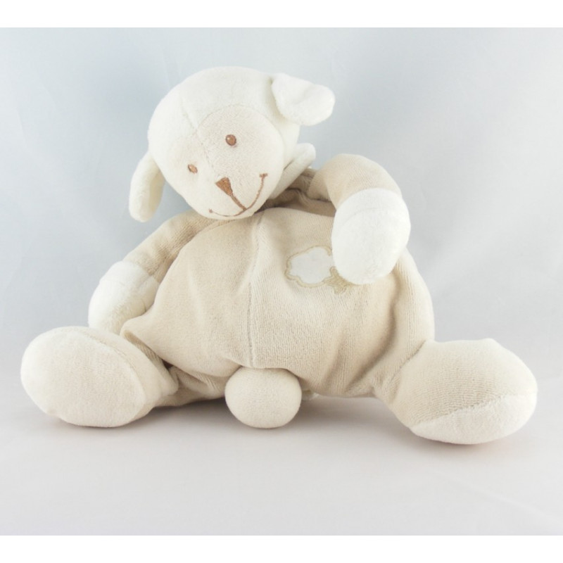 Doudou mouton agneau blanc beige coeur NATTOU