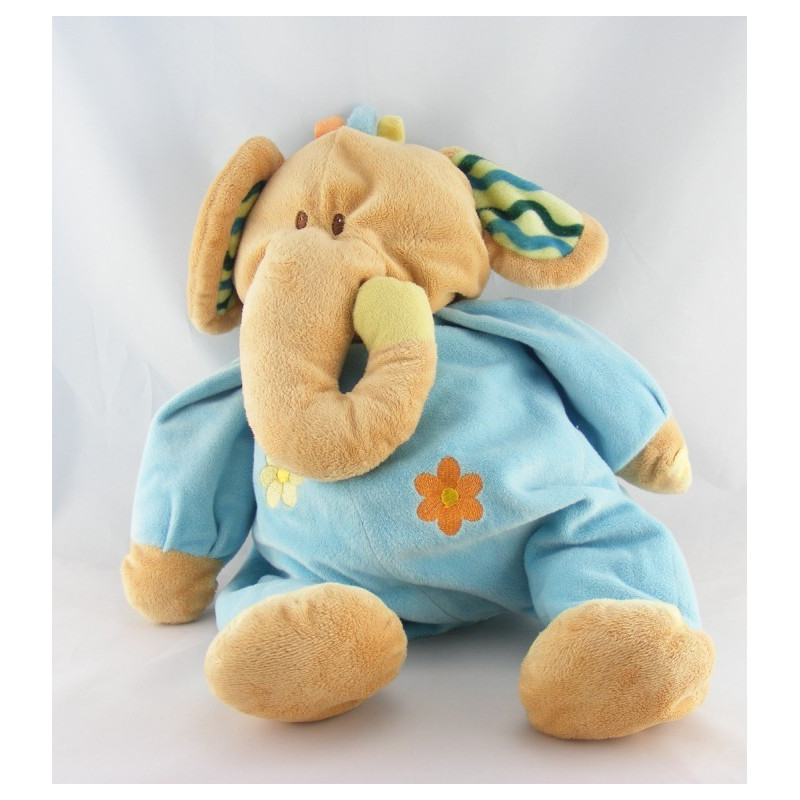 Doudou souris bleu oreille verte dentition NATTOU 