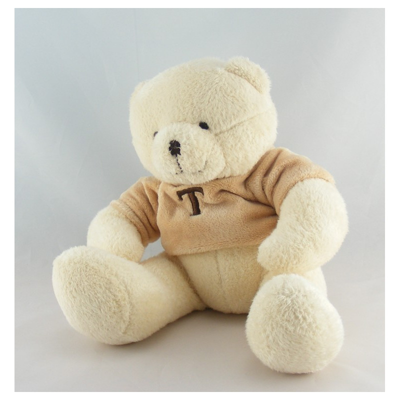 Doudou ours blanc bleu vert jaune CHARLY ET CIE