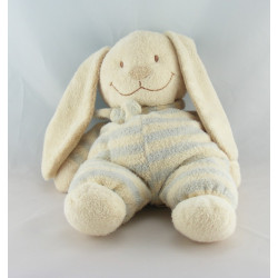 Doudou lapin écru rayures bleu capuche BABY CLUB