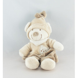 Doudou ours marron beige empreintes NICOTOY VETIR