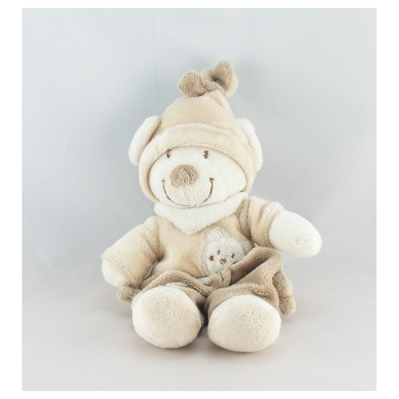 Doudou ours marron beige empreintes NICOTOY VETIR