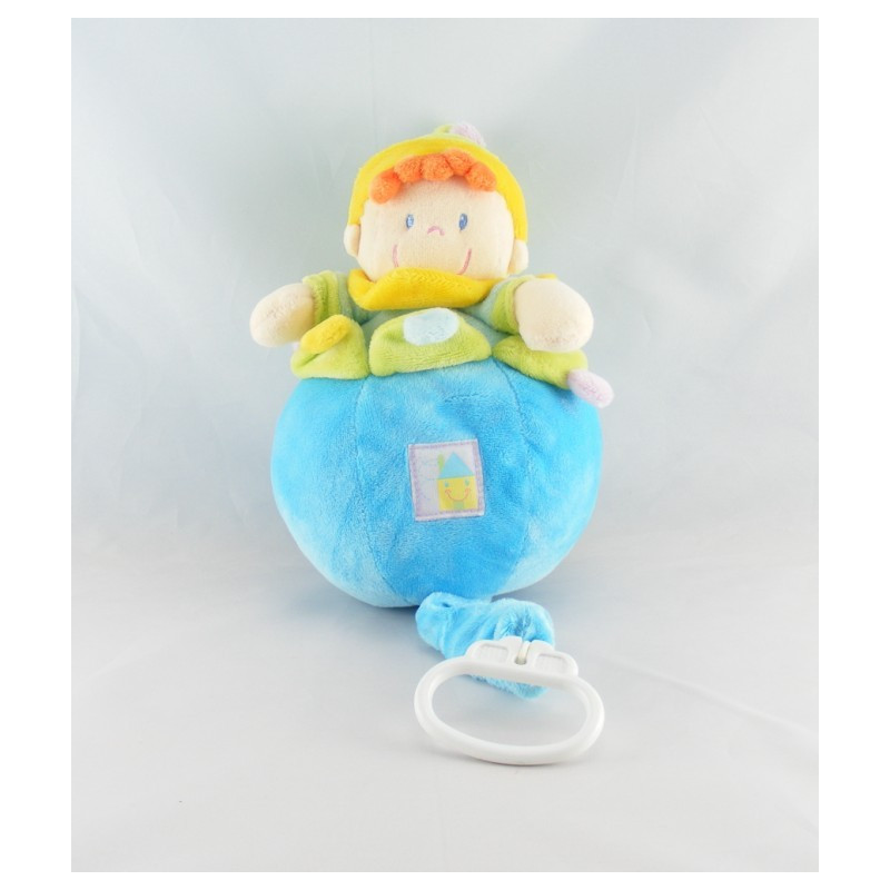 Doudou boule musicale garçon gris bordeaux NICOTOY