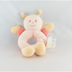 Doudou plat rond coccinelle fleur rose mauve vert KIMBALOO