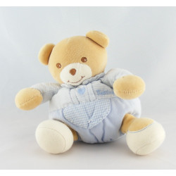 Doudou plat ours beige bleu vichy TAKINOU 