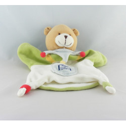 Doudou et compagnie plat ours arlequin mouchoir vert rouge