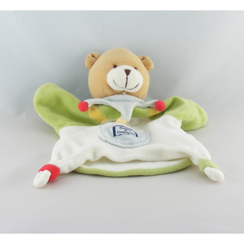 Doudou et compagnie plat ours arlequin mouchoir vert rouge