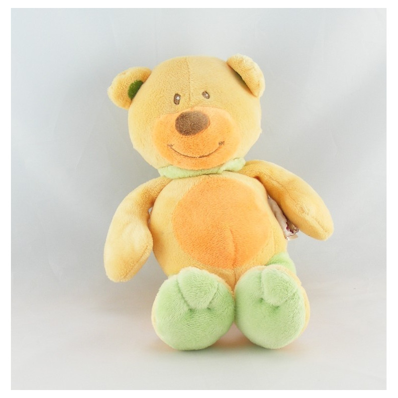 Doudou ours orange vert bleu BENGY