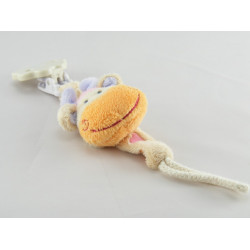 Doudou ours attache tétine beige orange rouge