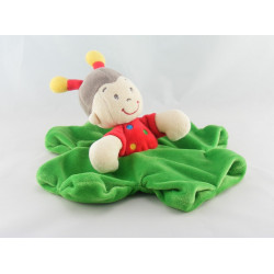 Doudou plat coccinelle sur feuille verte NICOTOY