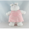Doudou lapin blanc robe rose KLORANE lot de 2