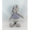 Doudou lapin gris pull rayé noir PETIT BATEAU 